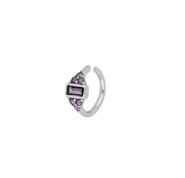 Earcuff Olimpia Violet Silver