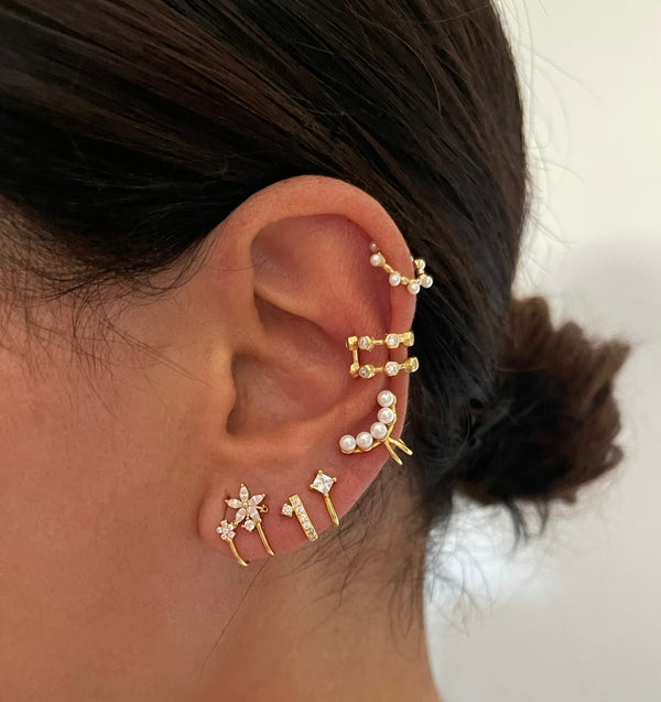 Earcuff Double Flor Silver