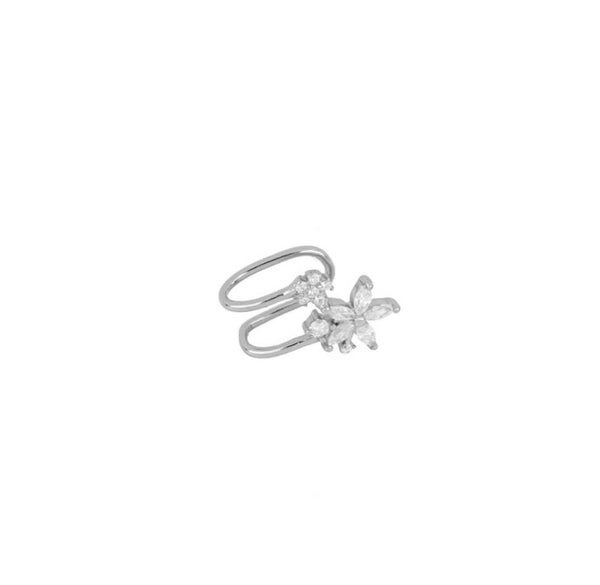 Earcuff Double Flor Silver
