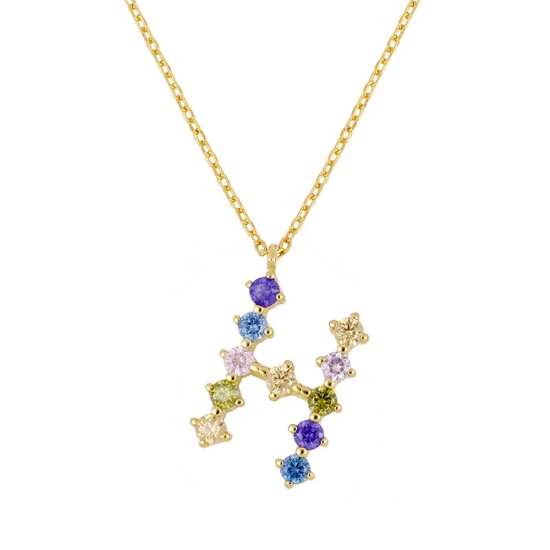 Goldkette mit farbigem Buchstaben