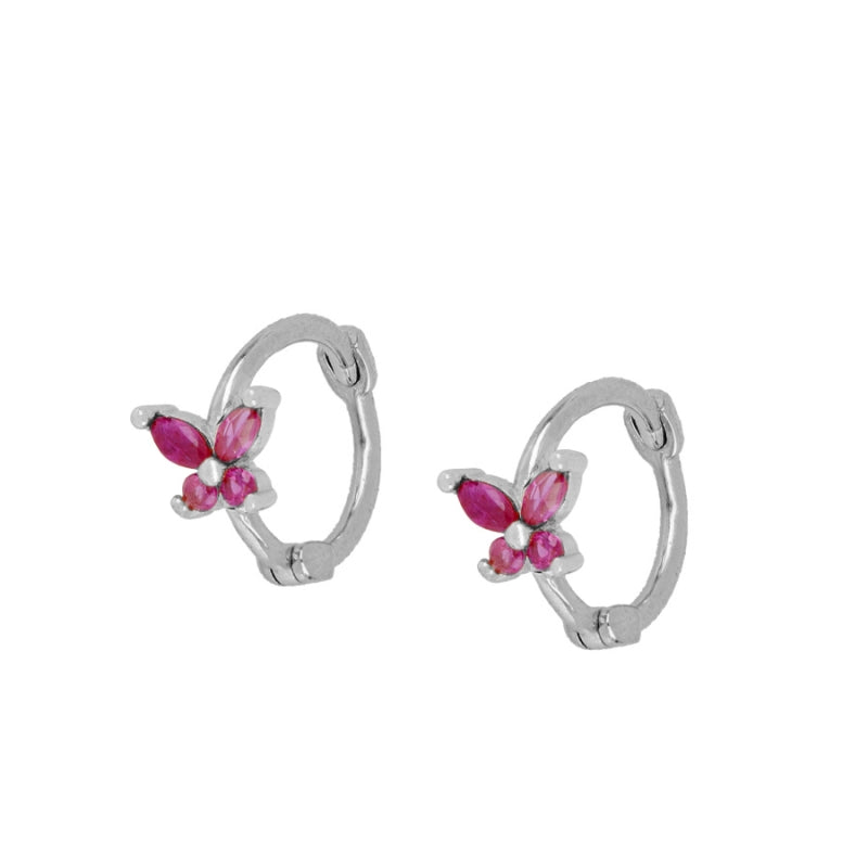 Shine Butterfly Silver Hoop Earrings