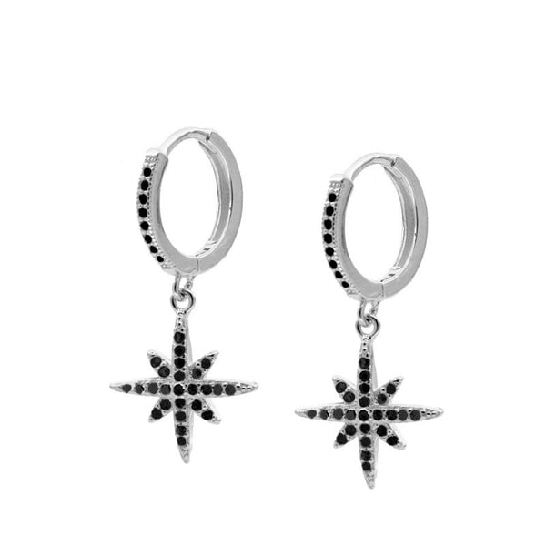 Pendientes Star Shine Black Silver