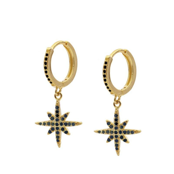 Pendientes Star Shine Black Gold