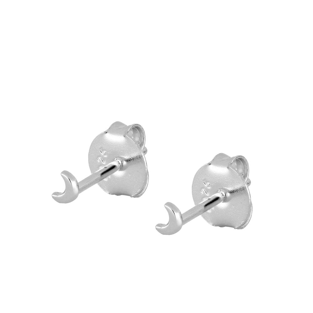 Mini Moon Silver Earrings
