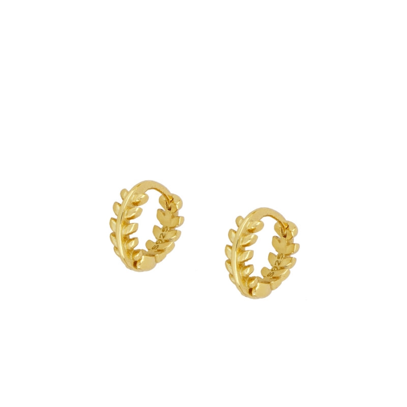Pendientes Mini Aro Hoja Gold