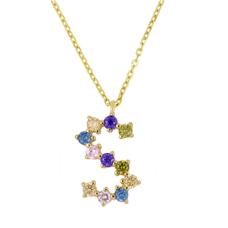 Goldkette mit farbigem Buchstaben