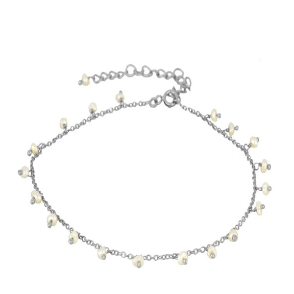 Tobillera Pearl Silver