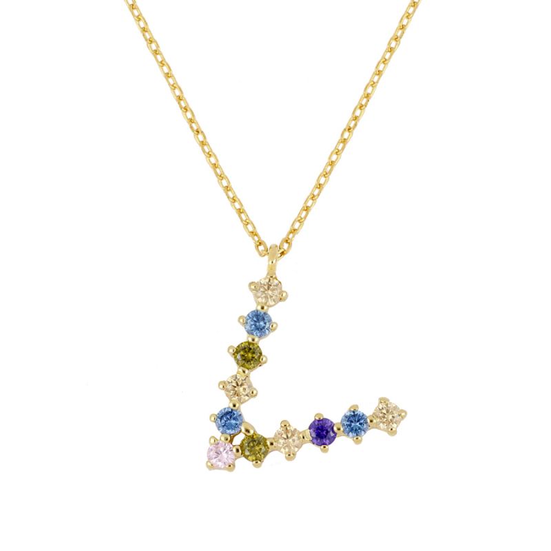 Goldkette mit farbigem Buchstaben