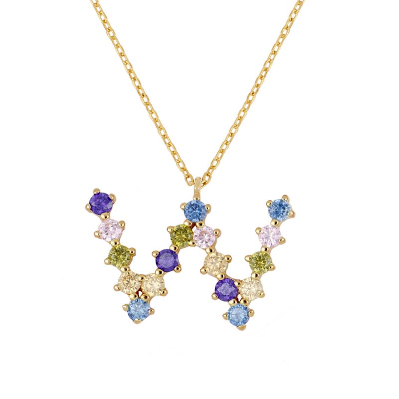 Goldkette mit farbigem Buchstaben
