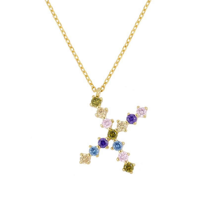 Goldkette mit farbigem Buchstaben